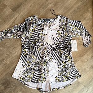 Stylish Black and White Tunic with Yellow Highlights